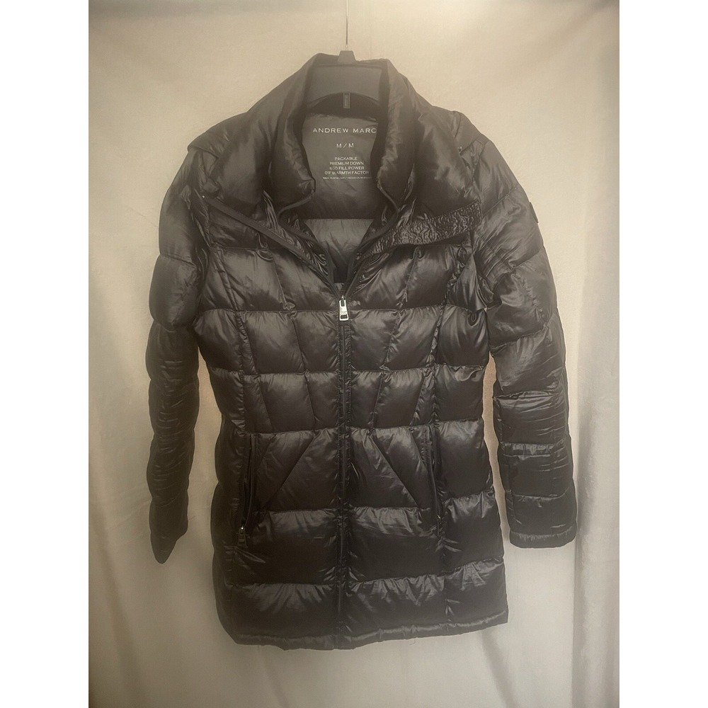 Andrew Marc Women's M Silver Puffer Coat
